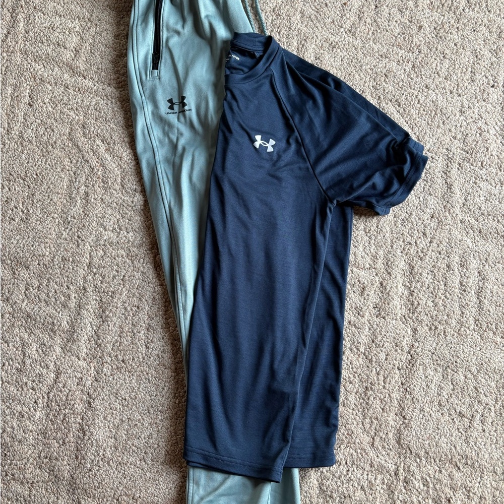 Under Armour Dark Blue Top and Light Blue Bottoms